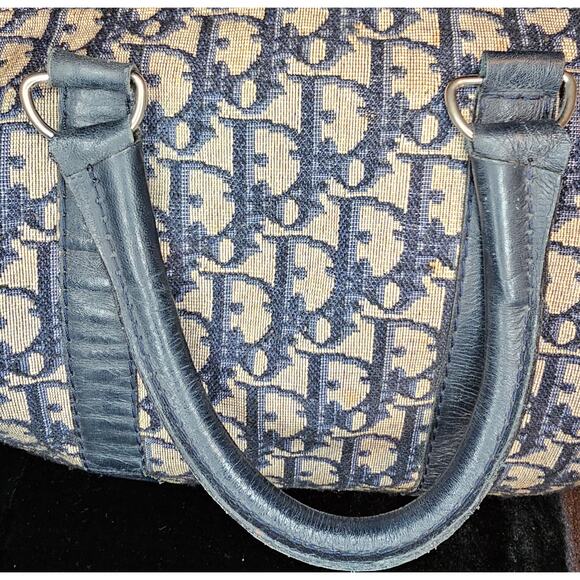 Christian Dior Vintage  Trotter Boston bag in navy blue canvas with leather trim - Picture 12 of 16